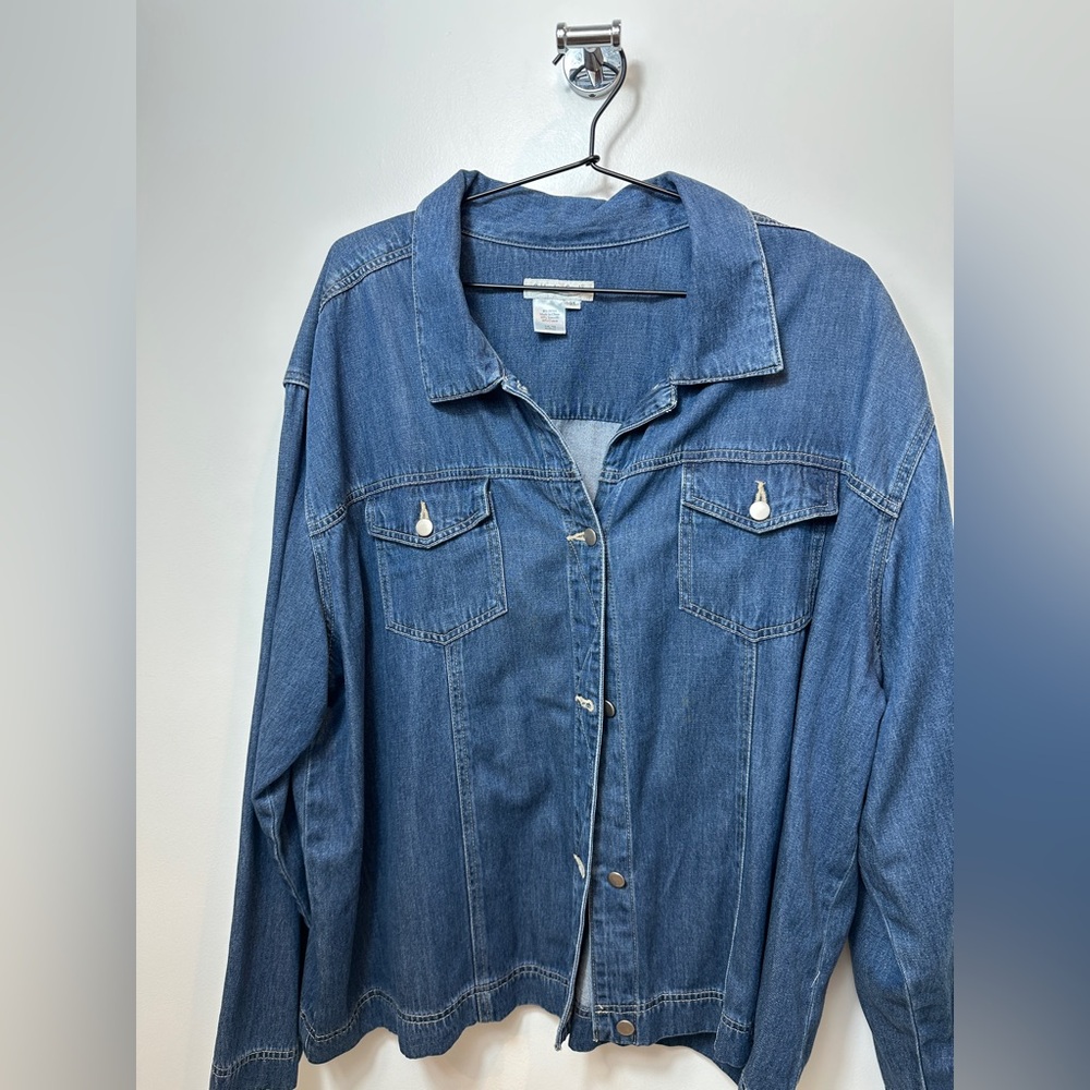 Coldwater Creek Denim Jacket Blue Plus Size 3X Classic Button Up - Picture 4 of 7